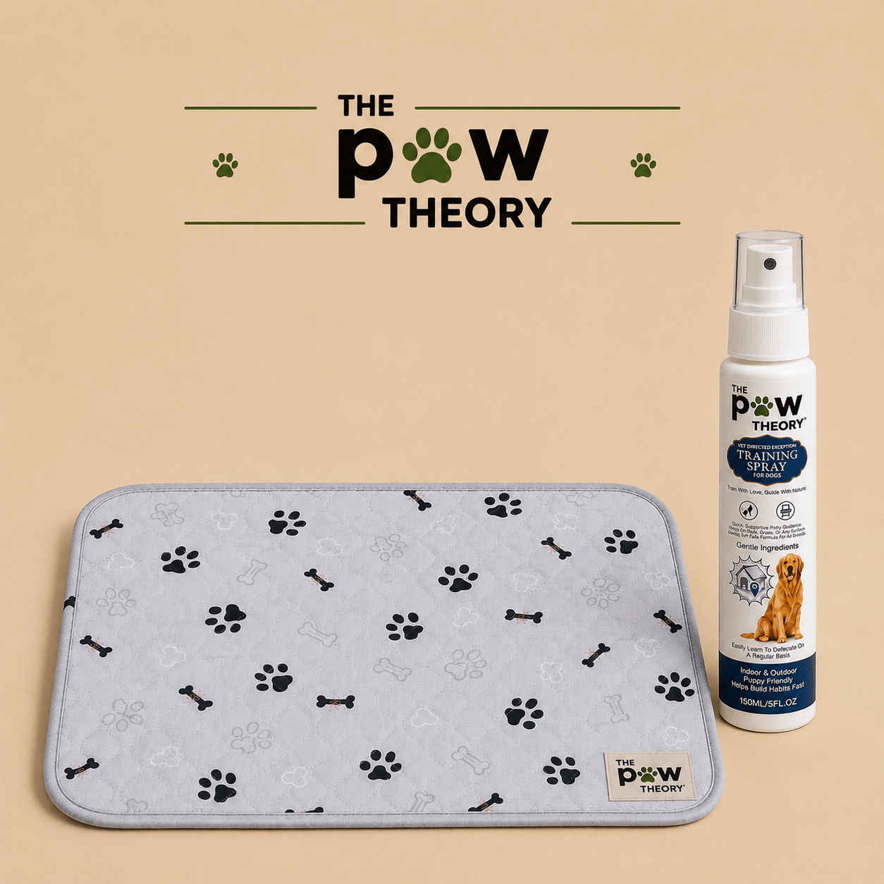 A reusable potty pad + training spray designed to help your puppy learn where to go. - The Paw Theory