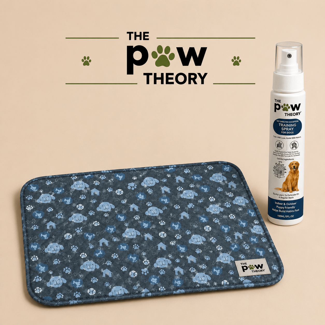 A reusable potty pad + training spray designed to help your puppy learn where to go. - The Paw Theory
