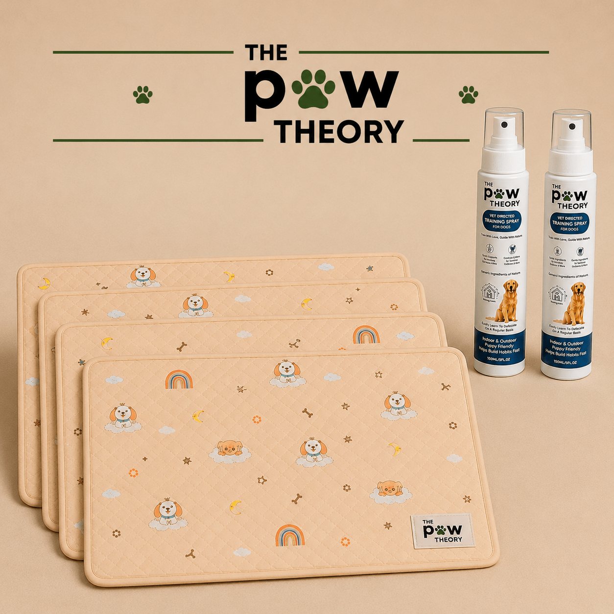 A reusable potty pad + training spray designed to help your puppy learn where to go. - The Paw Theory