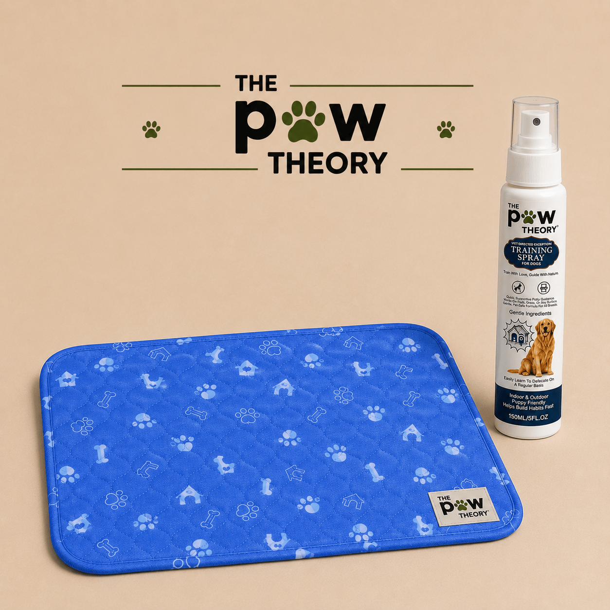 A reusable potty pad + training spray designed to help your puppy learn where to go. - The Paw Theory