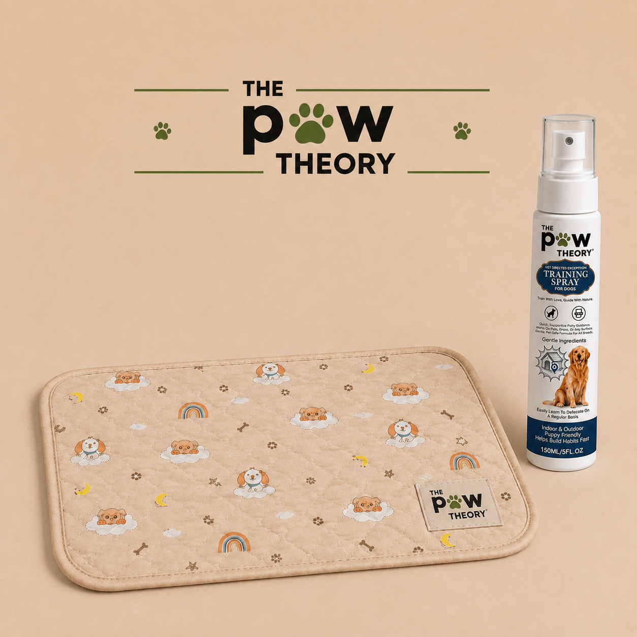 A reusable potty pad + training spray designed to help your puppy learn where to go. - The Paw Theory
