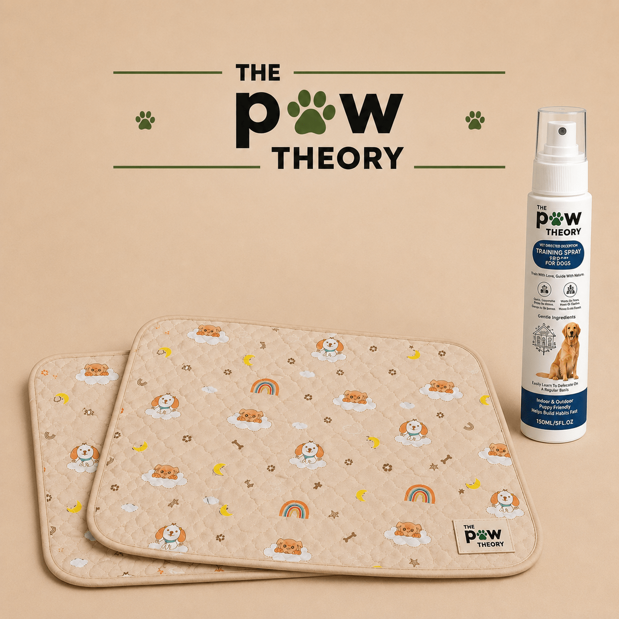 A reusable potty pad + training spray designed to help your puppy learn where to go. - The Paw Theory